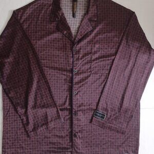 SAVAGE X FENTY FOULARD SATIN SLEEP TOP MEN'S XXL DEEP DARK RED REGAL NIGHT PRINT